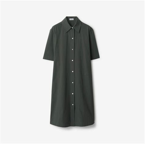 Cotton Blend Shirt Dress in Onyx .